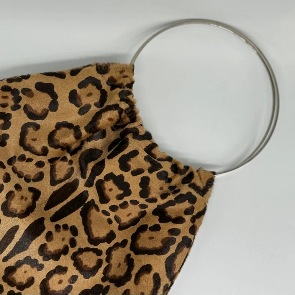 Fendi Leopard Print Hobo Bag with Black Accents